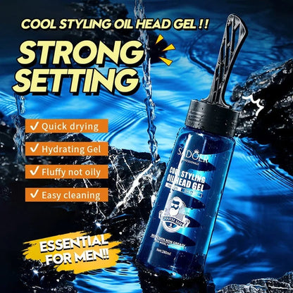 2 in 1 Hair Wax Gel with Wide Tooth Comb Men Long-lasting Fluffy Hair Styling Oil Hair Styling Cream Liquid Fluffy Comb 280ml