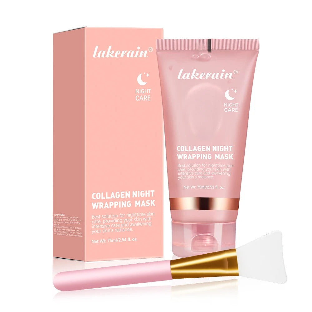 Collagen Wrapping Mask And Brush Set Rejuvenation Moisturize Brightening Korean Face Mask Make Glowy Skin Elasticity Facial Mask